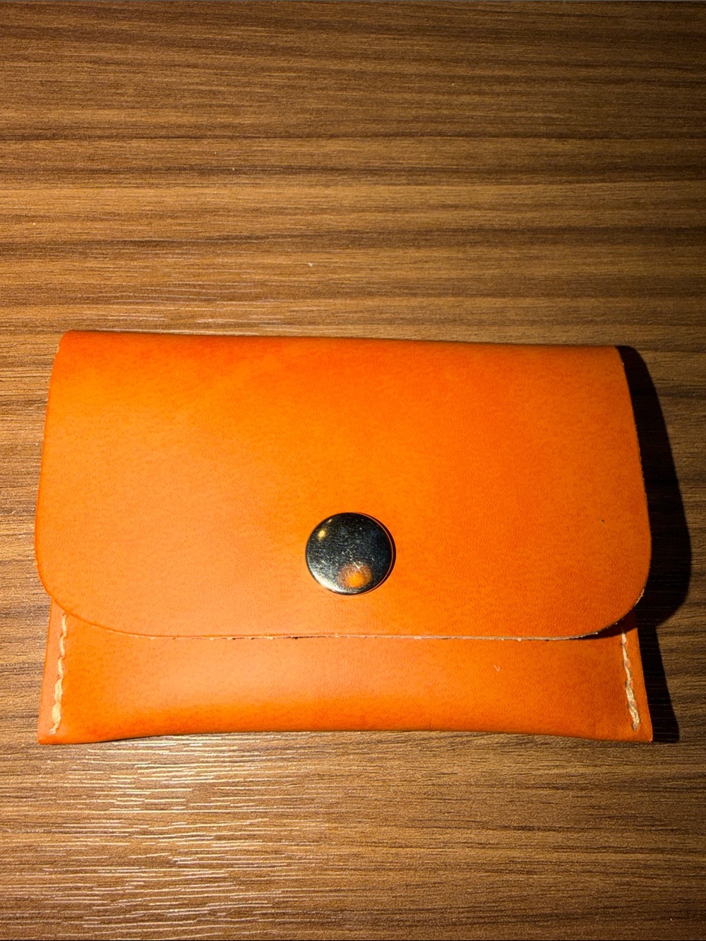 Skunkfunk Orange Leather Snap Wallet